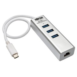 Tripp Lite Portable USB 3.1 Gen 1 Gigabit Ethernet Adapter with 3-Port Hub, USB Type-C (USB-C) Cable, Aluminum | Tripp Lite Inte