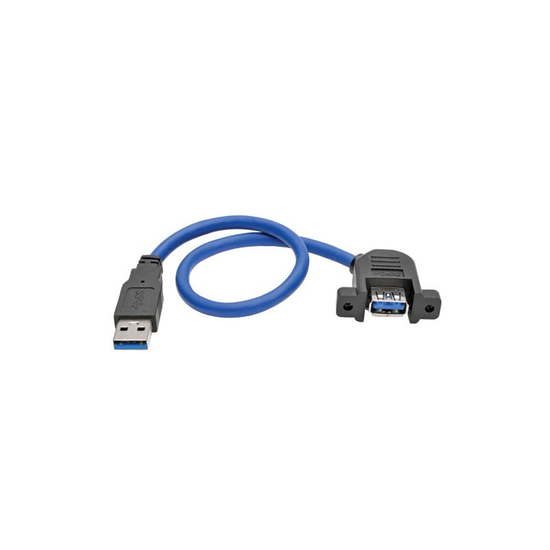 Tripp Lite USB 3.0 SuperSpeed Panel-Mount Type-A Extension Cable (M/F), 0.31 m (1-ft.)