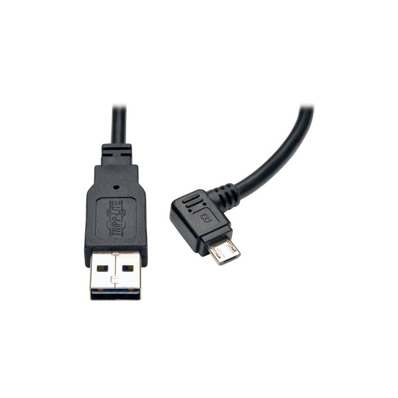 Tripp Lite Dedicated Reversible USB Charging Cable (Reversible A to Right Angle 5-Pin Micro B) Black, 0.91 m (3-ft.)