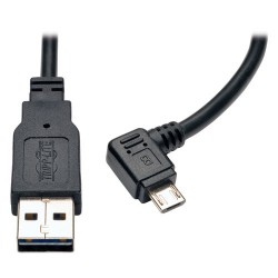 Tripp Lite Dedicated Reversible USB Charging Cable (Reversible A to Right Angle 5-Pin Micro B) Black, 0.91 m (3-ft.) | Tripp Lit