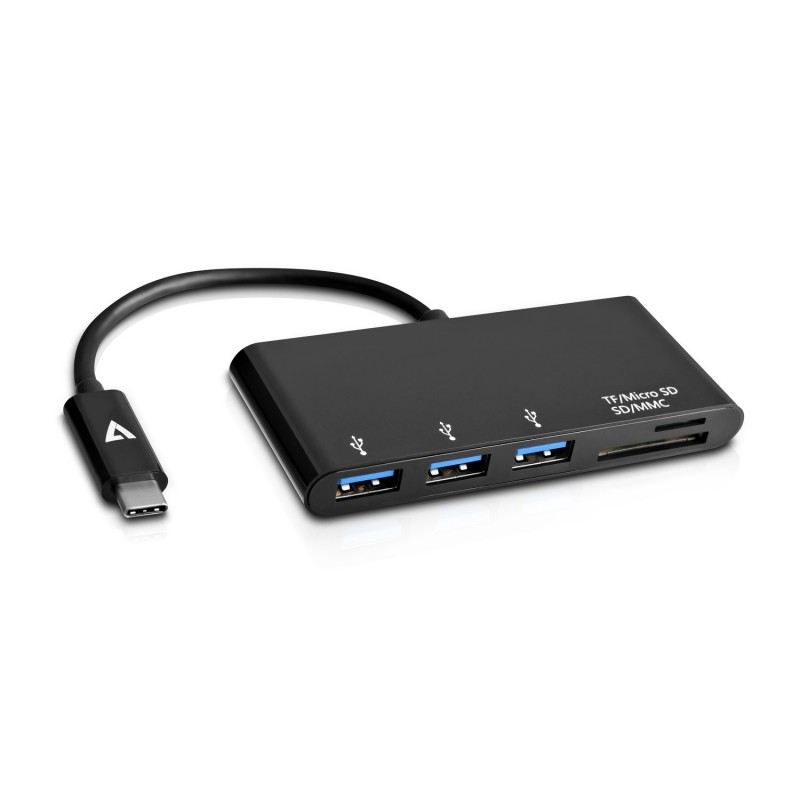 V7 USB-C male to 5-in-1 female Hub Black