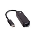 V7 USB-C male to Ethernet RJ45 female Adapter Black