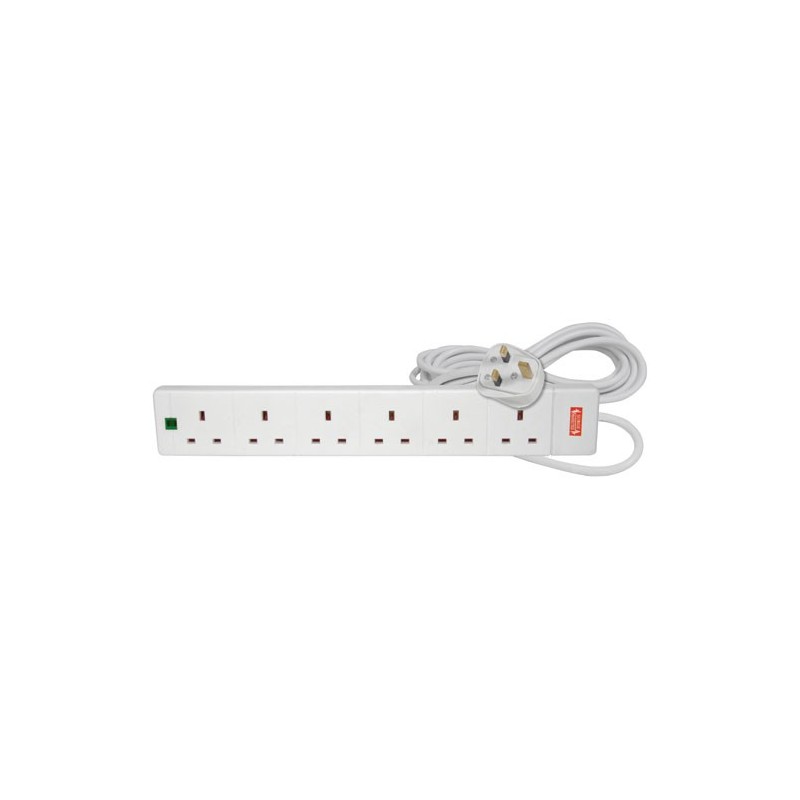 6 Way Surge Protected 13 Amp UK Mains Extension