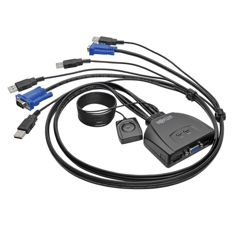 Tripp Lite 2-Port USB/VGA Cable KVM Switch with Cables and USB Peripheral Sharing