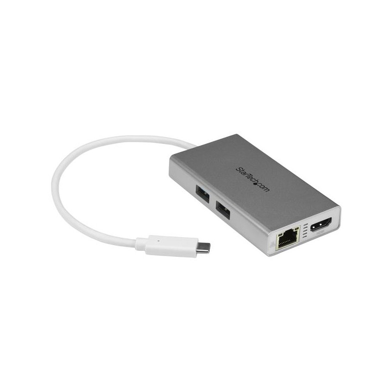 StarTech.com USB-C Multiport Adapter for Laptops - Power Delivery - 4K HDMI - GbE - USB 3.0 - Silver & White