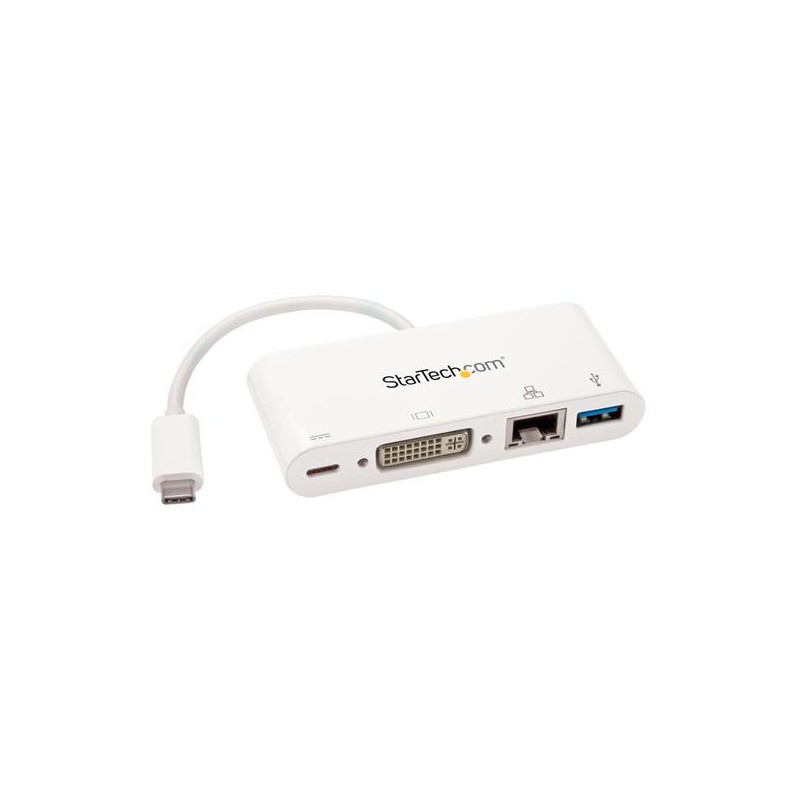 StarTech.com USB-C Multiport Adapter for Laptops - Power Delivery - DVI - GbE - USB 3.0