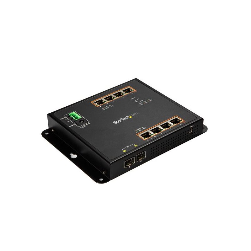 StarTech.com 8-Port PoE+ Gigabit Ethernet Switch plus 2 SFP Connections - Managed - Wall Mount with Front Access