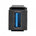 Tripp Lite USB 3.0 All-in-One Keystone/Panel Mount Coupler (F/F), Black