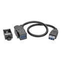 Tripp Lite USB 3.0 All-in-One Keystone/Panel Mount Coupler Cable (F/F), Angled Connector, Black, 0.31 m (1-ft.)