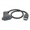 Tripp Lite USB 3.0 All-in-One Keystone/Panel Mount Coupler Cable (F/F), Angled Connector, Black, 0.31 m (1-ft.) | Tripp Lite USB