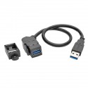 Tripp Lite USB 3.0 All-in-One Keystone/Panel Mount Extension Cable (M/F), Angled Connector, Black, 0.31 m