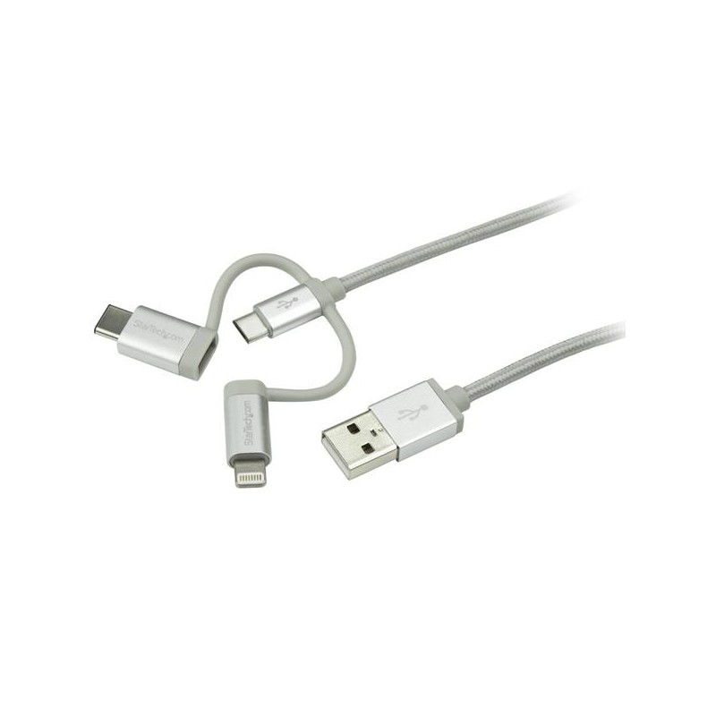 StarTech.com USB Multi-Charger Cable - Lightning, USB-C, Micro-B - Braided - 1 m (3 ft.)