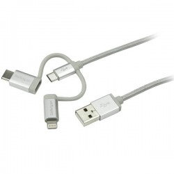 StarTech.com USB Multi-Charger Cable - Lightning, USB-C, Micro-B - Braided - 1 m (3 ft.) | StarTech.com USB Cables