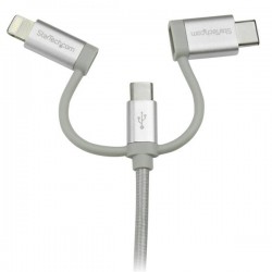 StarTech.com USB Multi-Charger Cable - Lightning, USB-C, Micro-B - Braided - 1 m (3 ft.) | StarTech.com USB Cables