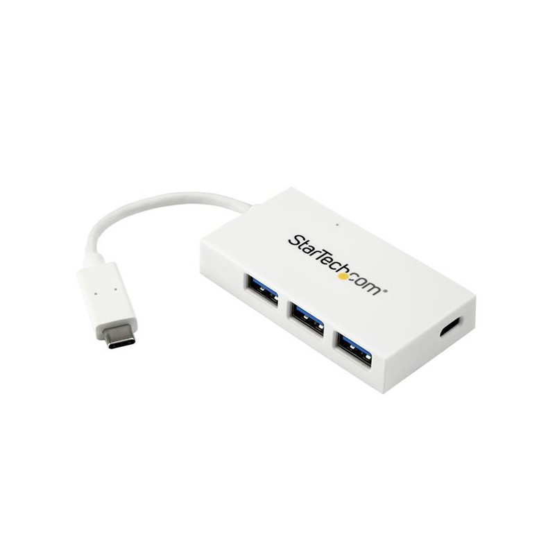 StarTech.com 4-Port USB-C Hub - USB-C to 1x USB-C and 3x USB-A - USB 3.0 Hub - White