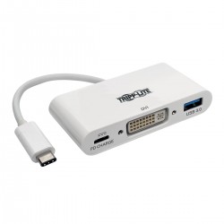 Tripp Lite USB Type-C (USB-C) to DVI External Video Adapter with USB-A Hub and USB-C PD Charging Ports, 1920 x 1080 (1080p) | Tr