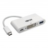 Tripp Lite USB Type-C (USB-C) to DVI External Video Adapter with USB-A Hub and USB-C PD Charging Ports, 1920 x 1080 (1080p) | Tr