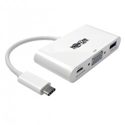 Tripp Lite USB Type-C (USB-C) to VGA External Video Adapter with USB-A Hub and USB-C PD Charging Ports, 1920 x 1080 (1080p) | Tr