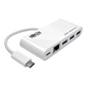 Tripp Lite 3-Port USB 3.1 Gen 1 Portable Hub, USB Type-C (USB-C) to (x3) USB-A, USB-C Charging Port & Gigabit Ethernet Port