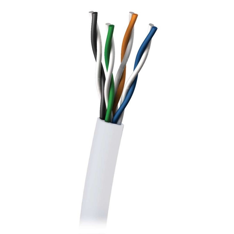 305m Cat5E UTP 350 MHz Solid PVC CMR-Rated Cable - White