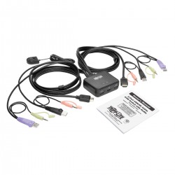 Tripp Lite 2-Port USB/HD Cable KVM Switch with Audio/Video, Cables and USB Peripheral Sharing