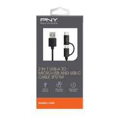 PNY C-UA-UUTC-K20-03 1m USB A USB C Black USB cable