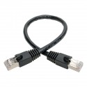 Tripp Lite Cat6a 10G-Certified Snagless Shielded STP Network Patch Cable (RJ45 M/M), PoE, Black, 0.31 m