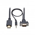 Tripp Lite HDMI to VGA + Audio Active Converter Cable, HDMI to Low-Profile HD15 + 3.5 mm (M/M), 1920 x 1200/1080p @ 60 Hz, 4.57 