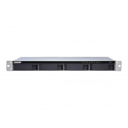 QNAP TS-431XeU NAS Rack (1U) Ethernet LAN Black, Stainless steel