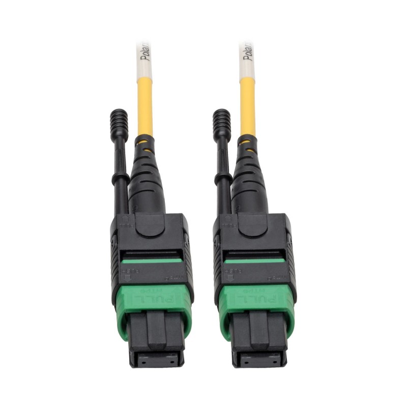 Tripp Lite MTP/MPO (APC) Singlemode Patch Cable (F/F), 12 Fiber, 40/100 GbE, QSFP+ 40GBASE-PLR4, Plenum, Push/Pull Tab, Yellow, 