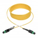 Tripp Lite MTP/MPO (APC) Singlemode Patch Cable (F/F), 12 Fiber, 40/100 GbE, QSFP+ 40GBASE-PLR4, Plenum, Push/Pull Tab, Yellow, 