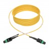 Tripp Lite MTP/MPO (APC) Singlemode Patch Cable (F/F), 12 Fiber, 40/100 GbE, QSFP+ 40GBASE-PLR4, Plenum, Push/Pull Tab, Yellow, 