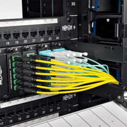 Tripp Lite MTP/MPO (APC) to 8xLC (UPC) Singlemode Breakout Patch Cable, 40/100 GbE, QSFP+ 40GBASE-PLR4, Plenum, Yellow, 5 m
