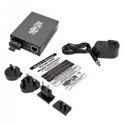 Tripp Lite Gigabit Multimode Fiber to Ethernet Media Converter, 10/100/1000 SC, International Power Supply, 850 nm, 550 m