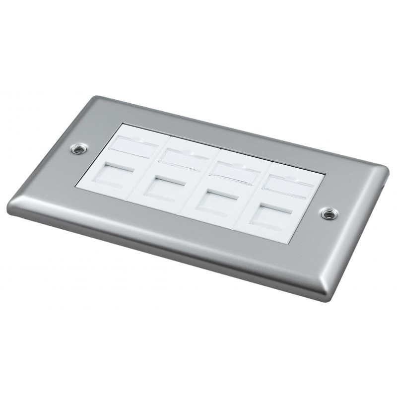 Doublegang Metal Faceplate with 4 Cat5e UTP Modules Doublegang Metal Faceplate with 4 Cat5e UTP Modules