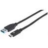 Manhattan USB 3.1 Gen2, 1 m 1m USB C USB A Male Male Black USB cable