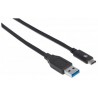 Manhattan USB 3.1 Gen2, 1 m 1m USB C USB A Male Male Black USB cable
