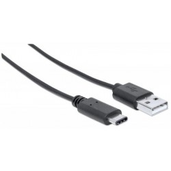 Manhattan 1m, USB 2.0-A/USB-C 1m USB A USB C Male Male Black USB cable