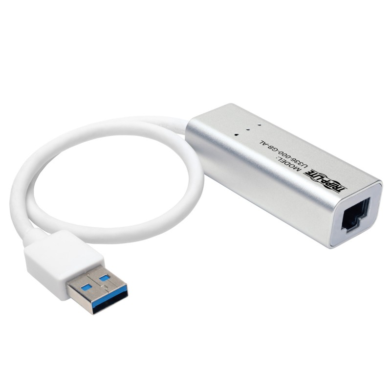 Tripp Lite USB 3.0 SuperSpeed to Gigabit Ethernet NIC Network Adapter, 10/100/1000, Plug and Play, Aluminum