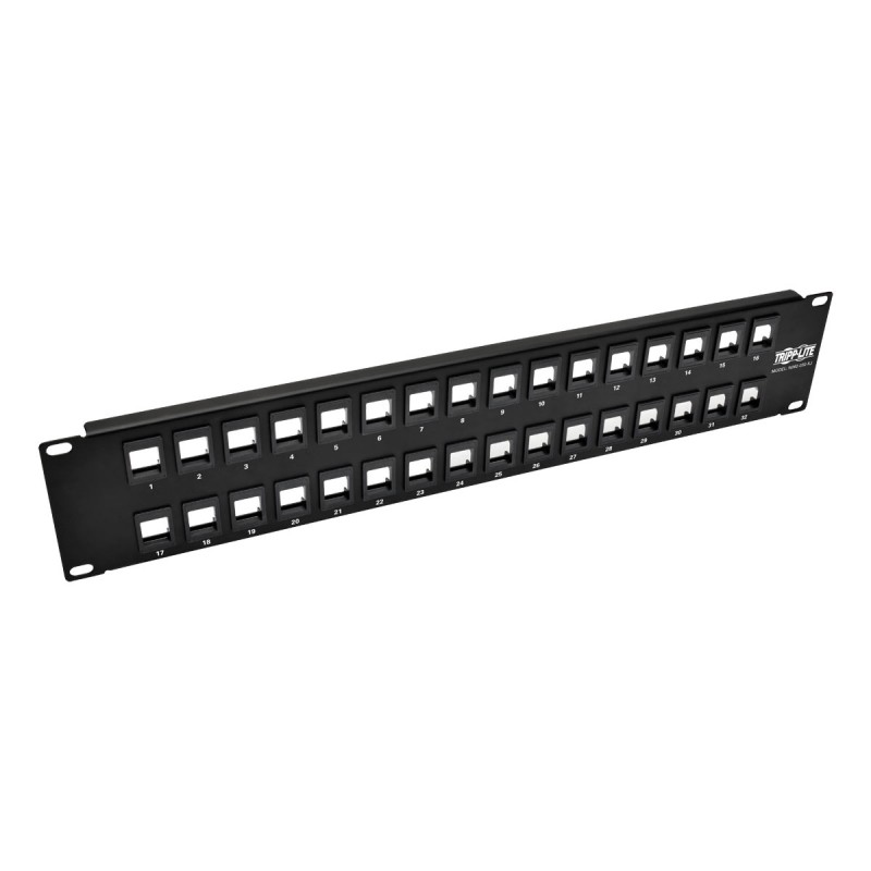 Tripp Lite 32-Port 2U Rack-Mount Unshielded Blank Keystone/Multimedia Patch Panel, RJ45 Ethernet, USB, HDMI, Cat5e/6