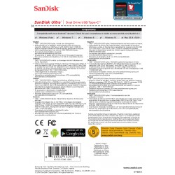 Sandisk Ultra Dual Drive USB Type-C 128GB 3.0 (3.1 Gen 1) USB Type-A connector USB Type-C connector Black, Silver USB flash driv