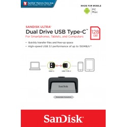 Sandisk Ultra Dual Drive USB Type-C 128GB 3.0 (3.1 Gen 1) USB Type-A connector USB Type-C connector Black, Silver USB flash driv