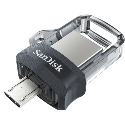 Sandisk Ultra Dual m3.0 16GB 3.0 (3.1 Gen 1) USB Type-A connector Black, Silver, Transparent USB flash drive