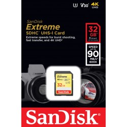 Sandisk Extreme 32GB SDHC UHS-I Class 10 memory card