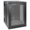 Tripp Lite SmartRack 18U Low-Profile Switch-Depth Wall-Mount Rack Enclosure Cabinet with Clear Acrylic Window, Hinged Back