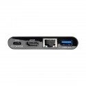 Tripp Lite USB-C to HDMI Adapter with USB-A Hub, Gigabit Ethernet, Thunderbolt 3, 4K - PD Charging, 30 Hz, Black