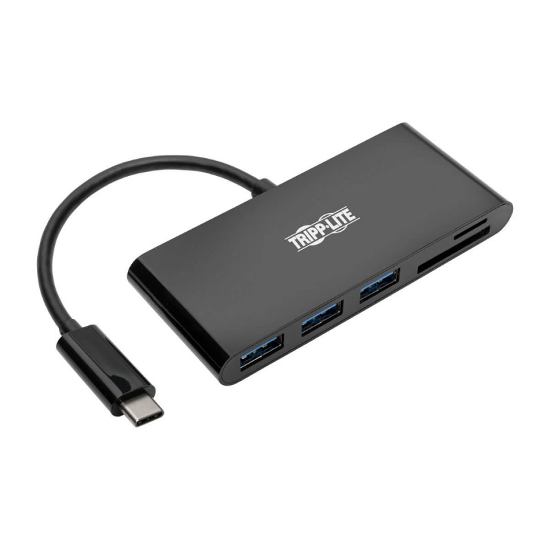 Tripp Lite USB 3.1 Gen 1 USB-C Portable Hub/Adapter, 3 USB-A Ports and Memory Card Reader, Thunderbolt 3 Compatible, Black