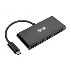 Tripp Lite USB 3.1 Gen 1 USB-C Portable Hub/Adapter, 3 USB-A Ports and Memory Card Reader, Thunderbolt 3 Compatible, Black
