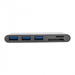 Tripp Lite USB 3.1 Gen 1 USB-C Portable Hub/Adapter, 3 USB-A Ports and Memory Card Reader, Thunderbolt 3 Compatible, Black