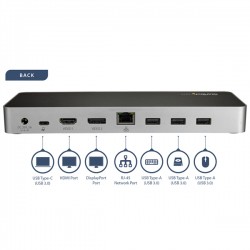 StarTech.com USB-C Dual-4K Monitor Docking Station for Laptops - 60W USB Power Delivery - SD Card Reader